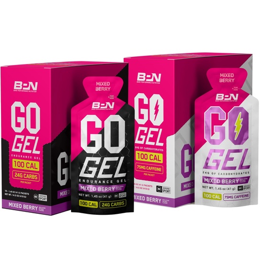 [BRSRAH37DINQYFLZ] BARE PERFORMANCE NUTRITION BPN Go Gel Endurance – Mixed Berry 10 Single-Serving Packs + Mixed Berry Caffeinated 10 Single-Serving Packs (20 Gels Total) | 24g Carbs + 100 Calories, Vegan + Gluten Free