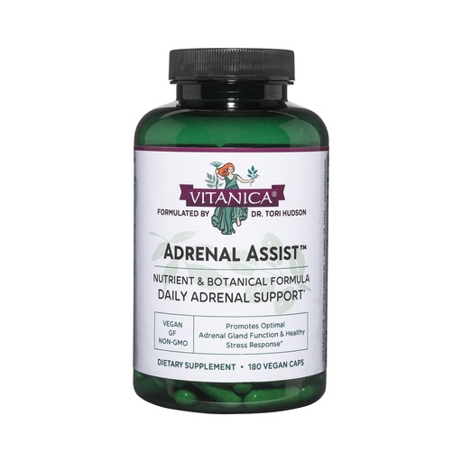 [BRSWKYYNOIBWEGDI] Vitanica Adrenal Assist - Nutritional Supplement with Tonic & Adaptogenic Herbs - Adrenal & Immune System Support Supplement with Zinc, Magnesium & B Vitamins - Lady - 180 Capsules