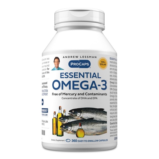 [BRSWGZYZOF7AIAI4] ANDREW LESSMAN Essential Omega-3 Unflavored - 360 Softgels - Ultra-Pure, High Potency Omega-3 Oils. High DHA, No Stomach Upset, No Contaminants, No Mercury. Small Easy to Swallow Softgels