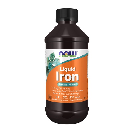 [BRSWKFL4AYMBCHYZ] NOW Supplements, Iron Liquid 18 mg, Non-Constipating*, Essential Mineral, 8-Ounce