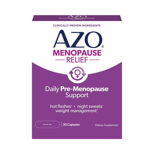[BRSREZYCCQFQMD3P] AZO® Daily Pre-Menopause Relief Perimenopause Supplements for Women, Hot Flash, Night Sweat and Healthy Weight Management Support* - 30 Count