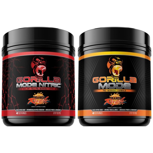 [BRSREH36OAORQDLJ] Gorilla Mode Pre Workout & Gorilla Mode Nitric Upgraded Stimulant - Best Tasting & Most Effective Stimulant Free Pre-Workout | Massive Pump | Laser Focus Energy Power (Orange Rush)