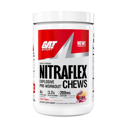 [BRSRGBLQCV7WM2D2] GAT SPORT Nitraflex Performance Pre-Workout Chews - Fruit Punch, 30 Servings