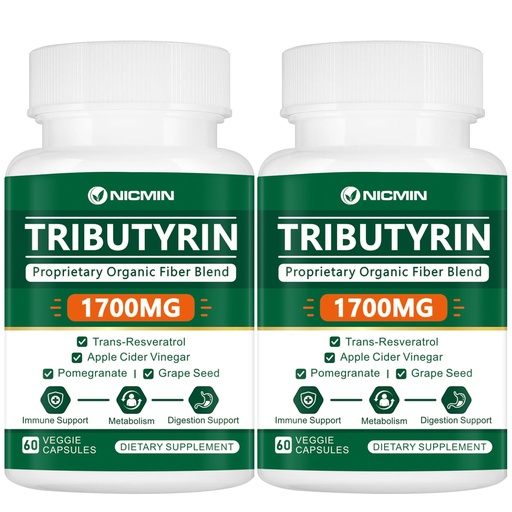 [BRSRAAI7BUCWK3L7] Tributyrin Supplement - Premium Butyrate Gut Health Supplement for Leaky Gut 120 Capsules