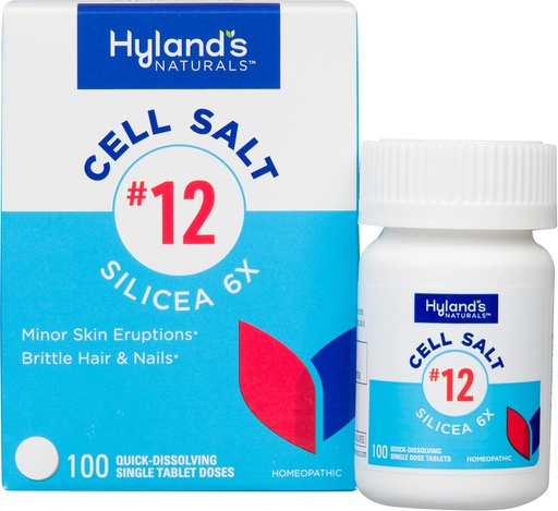 [BRSRMZL7DF4GYD35] Hyland's No. 12 Cell Salt Silicea 6X Tablets, Acne and Blackhead Treatment, Hair and Nail Growth Supplement and Strengthener, Skin Irritations, Quick Dissolving Tablets, 100 Count