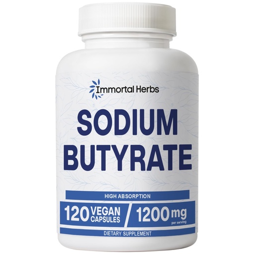 [BRSRGFAFCEPRS3LB] Sodium Butyrate Capsules 1200mg, High Absorption Postbiotic, 120 Count, Standardized Butyric Acid, Vegan, Non-GMO & Gluten-Free Butyrate Supplement for Women and Men