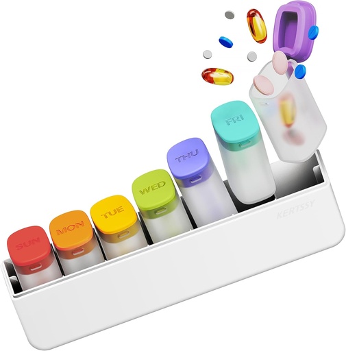 [BRSRA2QDAEGWKAA4] Weekly Pill Organizer 1 Time a Day - Travel Pill Box 7 Days, Large Medicine Pill Case Container for Daily Medication Vitamin Supplement Fish Oil, Portable Week Pills Organizers Holder Dispenser, White