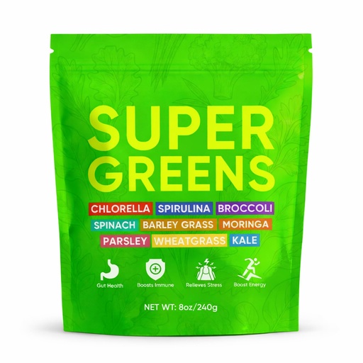 [BRSRG2QDBYNBQHLD] Super Greens, Organic Greens Powder with Probiotics & Digestive Enzymes, Chlorella, Spirulina, Kale, Barley Grass, Supports Gut Health, Boost Energy and Immunity, No-Sugar, 30 Servings