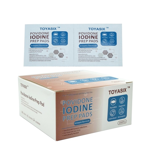 [BRSRGEL7BUCWMYDX] Iodine Wipes, Individually Packaged, 100 Count, 10% povidone Iodine Preparation pad, Alcohol-Free Iodine pad for Wound Cleaning, Burns, Small Wounds and preoperative Preparation.