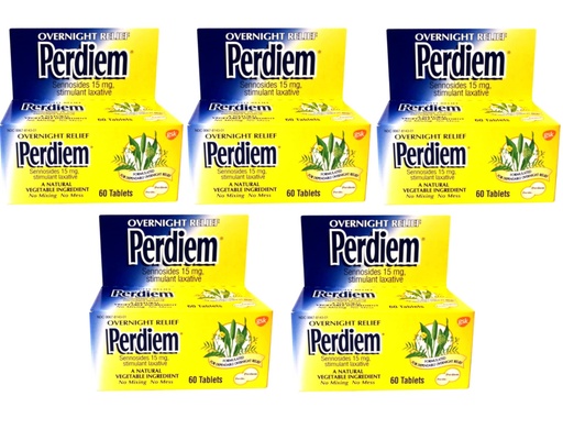 [BRSRAGTRBZYW2ETL] HALEON Perdiem Overnight Relief Sennosides 15 mg Stimulant Laxative, Natural Vegetable Ingredient, 60 Tablets (Pack of 5)