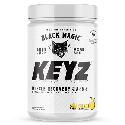 [BRSWGAL3CAMAICQU] Black Magic Keyz Amino Acid Matrix Powder - Muscle Recovery & Endurance - EAA's, BCAA's, & Taurine - Keto, No Sugar, Caffeine Free - Pina Colada - 14.81 oz
