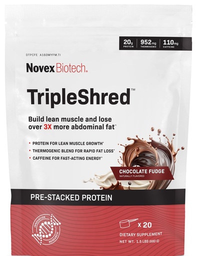 [BRSRAAQDA4NBUC3K] Novex Biotech TripleShred Protein Powder – Lean Muscle & Metabolism Support with Thermogenic Blend, Caffeine, Green Tea & Coffee Bean – Weight Management Formula, Chocolate Fudge, 20 Servings