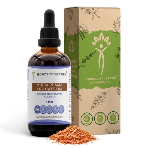 [BRSWEC32BMNRQALD] Secrets of the Tribe Muira Puama and Catuaba Alcohol-Free Liquid Extract (Ptychopetalum Olacoides and Erythroxylum Catuaba) Dried Bark Tincture Supplement (4 FL OZ)