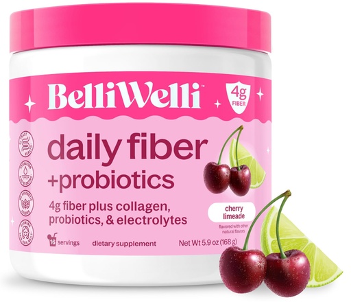 [BRSREHD6BFYG2DTF] Belli Welli Fiber Supplement for Women&Men, Premium Daily Fiber Powder from Organic Acacia Fiber Added Collagen, Electrolytes&Probiotics, No Bloat, Constipation&Gut Health Support (Cherry Limeade)