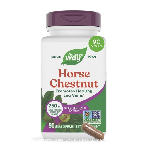 [BRSWIYT3BYNAOHTI] Nature's Way Horse Chestnut Extract, Premium Extract, Supports Healthy Leg Veins*, Standardized to 20% Aescin, Non-GMO Project Verified, Gluten Free, Vegan, 90 Capsules