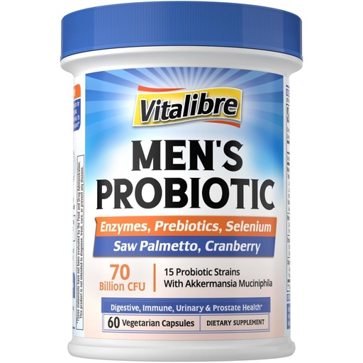 [BRSRAC36PIHQE33B] Probiotics for Men with Akkermansia Muciniphila, Prebiotics, Selenium, Enzymes, Saw Palmetto, Cranberry for Digestive, Gut, Immune, Prostate & Urinary Tract Health, 70 Billion CFUs, 60 Capsules