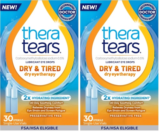 [BRSRYYYDA4HW2E37] TheraTears Dry & Tired Preservative-Free Eye Drops for Dry Eye Relief and Daily Eye Care, 30 Single-Use Vials (Pack of 2)