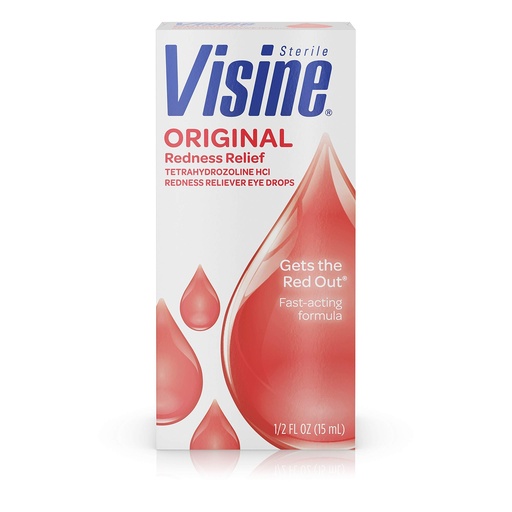 [BRSWIGYOOMDB2YDM] Visine Original Redness Relief Eye Drops to Help Relieve Red Eyes & Eye Irritation, 0.5 Fl Oz (Pack of 4)