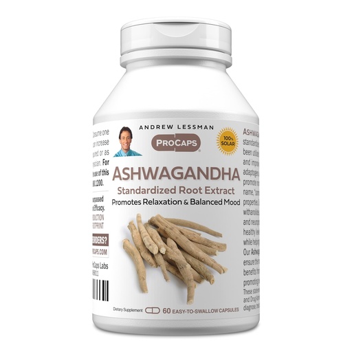 [BRSROAD4PMBQYCAV] ANDREW LESSMAN Ashwagandha 60 Capsules - Standardized Ashwagandha Extract. Promotes Relaxation, Positive Mood, Overall Well-Being and Vitality. Small Easy to Swallow Capsules