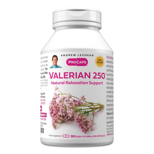 [BRSREAQZBEORM3TL] ANDREW LESSMAN Valerian 250 mg 360 Capsules - Gently Supports and Promotes Natural Relaxation and Restful Sleep. Helps Manage Stress and Tension. No Additives
