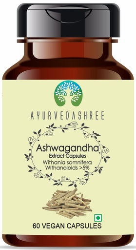 [BRSROCYQAUCROFD5] AYURVEDASHREE Ashwagandha Root Extract 500mg - 60 Vegetarian Capsules | Withania Somnifera Withanoloids | All Natural | 100% Vegan | Gluten-Free.