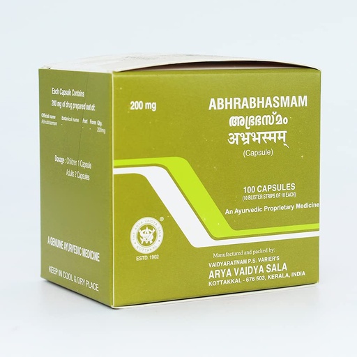 [BRSWGGIDBV4B4FAZ] Kottakkal Abhrabhasmam 200 mg Capsule