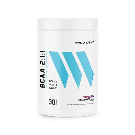 [BRSREAD4PIBWYE34] Swolverine BCAA Powder 2:1:1 with L-Glutamine & Electrolytes - Stimulant-Free Amino Acid Supplement for Muscle Recovery, Hydration & Endurance Support, 30 Servings, Pomegranate Acai