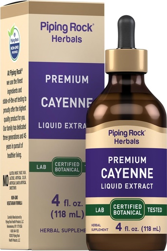 [BRSROAQDCF5QYCTF] Piping Rock Cayenne Pepper Drops | 4 Fl Oz Tincture | Liquid Extract Supplement | Vegetarian, Alcohol Free | Non-GMO, Gluten Free