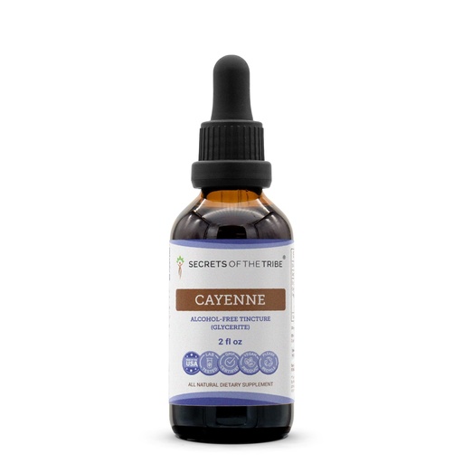 [BRSRMYI6OV7R6CLZ] Secrets of the Tribe Cayenne Tincture Alcohol-Free Extract, High-Potency Herbal Drops, Tincture Made from Cayenne Capsicum annuum Invigorating Effect 2 oz