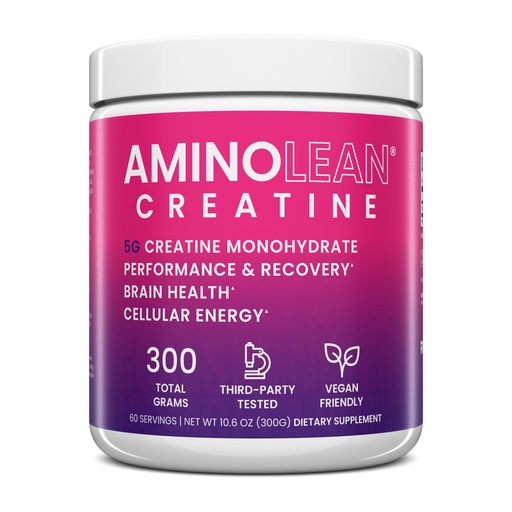 [BRSWGZITDFYWO3Y6] AminoLean Creatine for Women and Men, Pure Micronized Creatine Monohydrate Powder Supplement for Muscle Toning, Mood Support, Energy Boost, and Brain Health, 300g