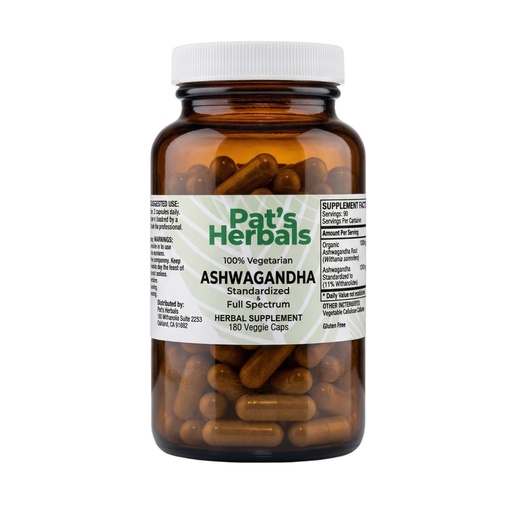 [BRSREHYRBVYBOYI7] Pat's Herbals Ashwagandha Capsules | 180 Count | 600mg Pure Ashwagandha Root | Vegan & Non-GMO | USA Grown