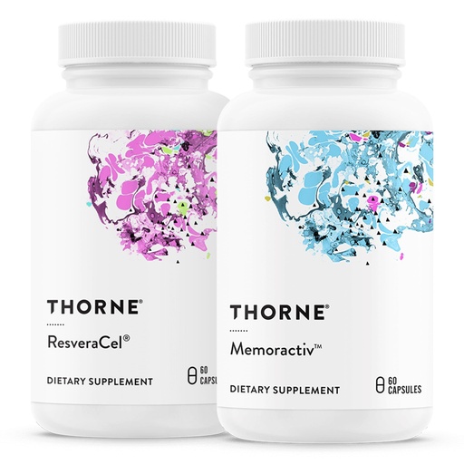 [BRSRAFANDN7WOHLG] THORNE - ResveraCel (60 Capsules) & Memoractiv (60 Capsules) Bundle - Supports Brain Health & Healthy Aging - Gluten, Dairy & Soy-Free