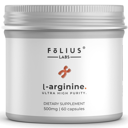 [BRSRAZAOOBYQYALD] FOLIUS LABS L-Arginine 1000mg Supplement for Men and Women - Supports Nitric Oxide Production - Supports Blood Circulation - Pre Workout Amino Acid Supplement (60 Capsules)