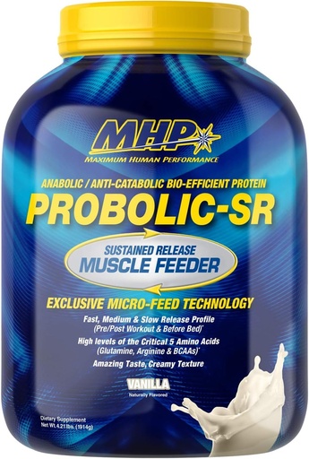 [BRSWYGIRAV5WY3YU] Maximum Human Performance Probolic-SR Sustained Release Protein Powder, 24g Protein, BCAAs, Glutamine, Arginine, Pre-Workout, Post-Workout, Nighttime Protein, 4lbs, 52 Servings, Vanilla