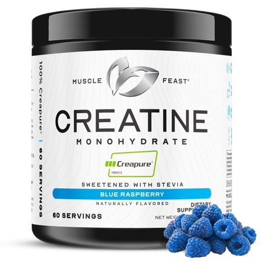 [BRSRAGAPDIFQMG37] Muscle Feast Creapure Creatine Monohydrate Powder, Blue Raspberry (300g) | Vegan, Non-GMO, Keto Friendly Mass Gainer, Muscle Recovery Supplement & Trusted Creatine for Muscle Growth, Creatine Powder