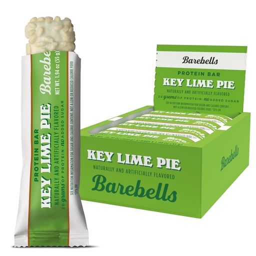 [BRSRAEIBCEPGOE3K] Barebells Protein Bars Key Lime Pie - 12 bars, 20g High Protein Treats - White Chocolate Nutrition Bar with 1g Total Sugars - On-The-Go Breakfast or Post-Workout Snack