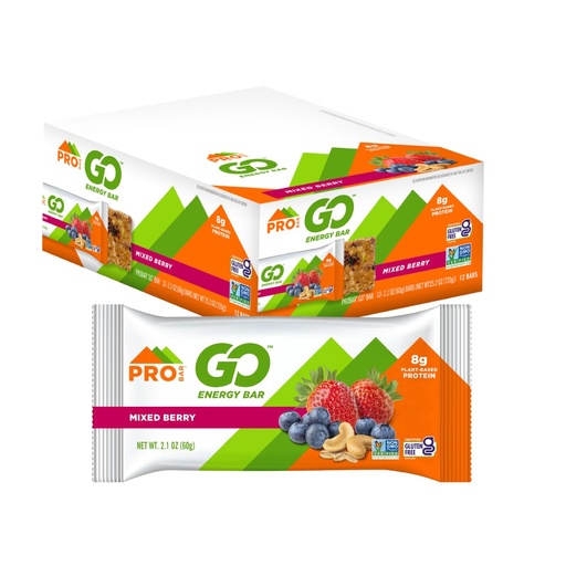 [BRSRAAQDAR7R6HT3] PROBAR - GO Energy Bars - Mixed Berry - Gluten-Free, Non-GMO, Whole-Food Ingredient Snack Bars (12 Count)