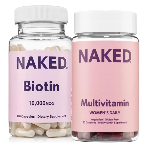 [BRSREHAFCUFAI3LK] NAKED Biotin + Women’s Multi Bundle – Daily Multivitamin (60 Caps) & Biotin 10,000mcg (120 Caps) for Hair, Skin, Nails, Energy & Immune Support