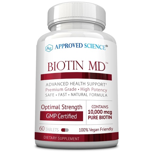 [BRSWGEI3CUJQGF3G] Biotin MD – Extra Strength Pure Biotin 10,000mcg for Improved Hair, Skin and Nail Health; 60 Vegan Tablets; Made in USA