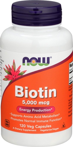 [BRSWIYYMOUDGECIZ] NOW Biotin 5,000 mcg - 120 VCaps (Pack of 2 Bottles)