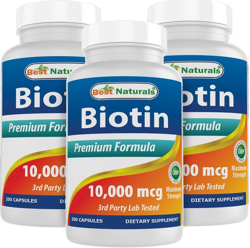 [BRSREHTROYCWOFY4] Best Naturals Biotin 10,000 mcg 200 Capsules (Pack of 3)