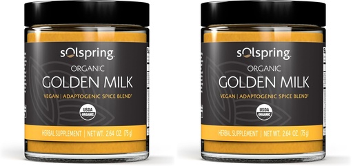 [BRSRGGQZCN6Q4DLP] Dr. Mercola Solspring Organic Golden Milk Herbal Supplement, 2.64 Oz. (75 g), Vegan Spice Blend with Turmeric & Ginger, Non GMO, Gluten Free, Soy Free, USDA Organic (Pack of 2)
