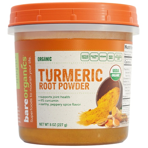 [BRSWGZTYAUAQA2D2] BAREORGANICS Turmeric Root Powder, 8 Ounce