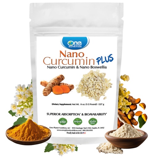 [BRSREAABOYDRQFDL] One Planet Nutrition Nano Curcumin Plus Powder 8 oz (227 Servings) - Nano-Particle Size Turmeric and Boswellia Extract - Supports Body Comfort and Flexibility - Non-GMO, Vegan, Gluten-Free