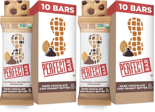 [BRSRECYCBF6A23IZ] Perfect Bar, Dark Chocolate Chip Peanut Butter Protein Bar, High Protein, Organic, Gluten Free, Soy Free, Non GMO, No Sugar Alcohols, 2.3 Ounce Bar, 10 Count (Pack of 2)