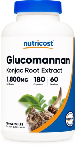 [BRSWKGQYDEFWAEQ3] Nutricost Glucomannan 1,800mg Per Serving, 180 Capsules - Natural Fiber Source, Non-GMO, Gluten Free