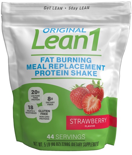 [BRSWGAIZPMNGKC3G] Lean1 Meal Replacement Protein Shake, Strawberry Flavor, 44 Servings in 5 Pound Bag