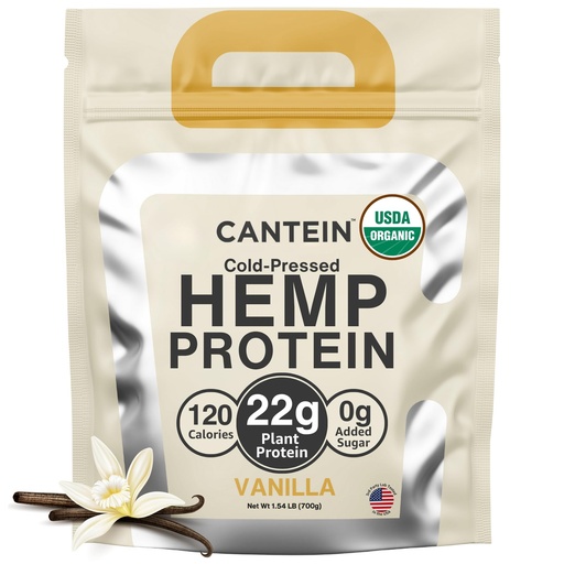 [BRSROH33BYIGCE34] Organic Plant-Based Protein Powder - 100% Hemp Protein Vegan Shake Mix - Lactose, Dairy & Gluten Free, Clean Natural Vanilla (20 Servings)