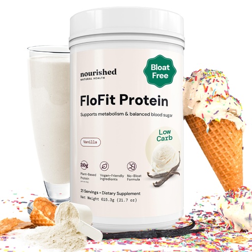 [BRSREFAZDMNRUELX] Nourished Natural Health FloFit Pea Protein Powder - Hormone Balance for Women - Vegan Protein Powder Plant Based with Low-Carbs - Supports Acne, Regulates Cycle, Easy to Digest - Caffeine Free.