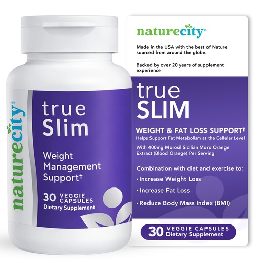 [BRSREAYFOEFGAA34] NatureCity True-Slim Morosil Weight Management Capsules | 400mg Sicilian Blood Orange Extract | Supports Reduction of Belly Fat & Waist Size | 30 Veggie Capsules | Non-GMO, Gluten-Free | Made in USA